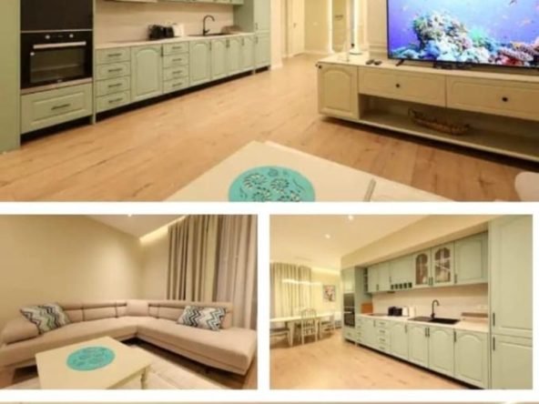 1+1 apartment for rent on the 16th floor of Rajfi Building on Taulantia Boulevard, Durrës